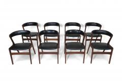 Kai Kristiansen Mid century Danish Curved Back Dining Chairs in Black Vinyl - 3156340