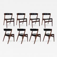 Kai Kristiansen Mid century Danish Curved Back Dining Chairs in Black Vinyl - 3161049