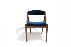 Kai Kristiansen Six 6 Restored Kai Kristiansen Danish Dining Chairs in Teal Velvet - 3996516