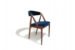 Kai Kristiansen Six 6 Restored Kai Kristiansen Danish Dining Chairs in Teal Velvet - 3996517