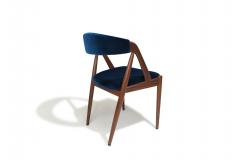 Kai Kristiansen Six 6 Restored Kai Kristiansen Danish Dining Chairs in Teal Velvet - 3996519