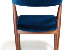 Kai Kristiansen Six 6 Restored Kai Kristiansen Danish Dining Chairs in Teal Velvet - 3996521