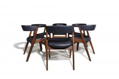 Kai Kristiansen Six Mid century Curved Back Dining Chairs in Navy Leather - 4543313
