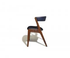 Kai Kristiansen Six Mid century Curved Back Dining Chairs in Navy Leather - 4543315