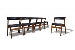 Kai Kristiansen Six Mid century Curved Back Dining Chairs in Navy Leather - 4543319