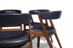 Kai Kristiansen Six Mid century Curved Back Dining Chairs in Navy Leather - 4543320