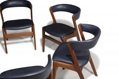Kai Kristiansen Six Mid century Curved Back Dining Chairs in Navy Leather - 4543321