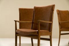 Kai Lyngfeldt Larsen Four Armchairs in Ash Wood and Leather by Kai Lyngfeldt Larsen Denmark 1960s - 2945353