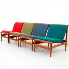 Kai Lyngfeldt Larsen Set of Four 501 Lounge Chairs by Kai Lyngfeld Larsen in Teak Denmark 1950s - 3247614