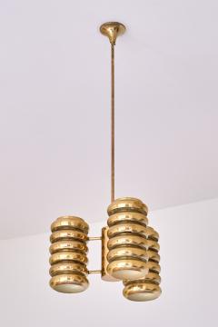 Kai Roukonen Kai Ruokonen Three Arm Pendant Light in Brass Lynx Finland Early 1970s - 3298071