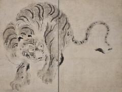 Kaiho Yusetsu 17th Century Japanese Screen Pair Tiger Dragon by Kaiho Yusetsu - 3616303