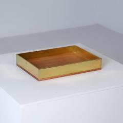 Kaija Aarikka Mid Century Modern Kaija Aarikka Brass Teak Tray Finland 1960s - 4550316