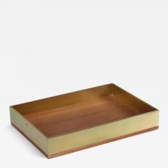 Kaija Aarikka Mid Century Modern Kaija Aarikka Brass Teak Tray Finland 1960s - 4553553