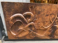 Kalumba Tshung Manu Gabriel Wrought copper low relief depicting African scenes with cubist figures - 2334693