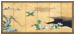 Kano School Birds and Flowers by a Stream 19th century - 2594655