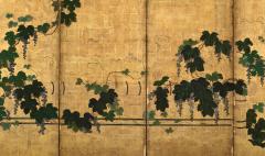 Kano Tsunenobu 17th Century Japanese Screen Pair Grapevines Attributed to Kano Tsunenobu - 4687519