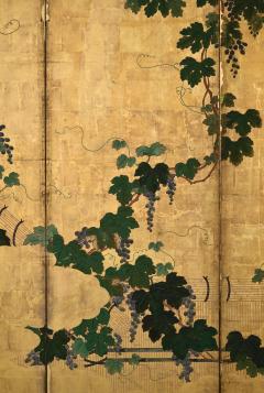 Kano Tsunenobu 17th Century Japanese Screen Pair Grapevines Attributed to Kano Tsunenobu - 4687521