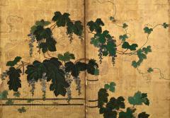 Kano Tsunenobu 17th Century Japanese Screen Pair Grapevines Attributed to Kano Tsunenobu - 4687523