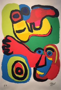 Karel Appel Karel Appel Signed Artist Edition Swirls of Color Two Faces  - 2224332