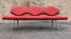 Karim Rashid Karim Rashid for Nienkamper Verde Red Leather Aluminum Modern 3 Seat Sofa - 3975283