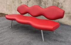 Karim Rashid Karim Rashid for Nienkamper Verde Red Leather Aluminum Modern 3 Seat Sofa - 3975285