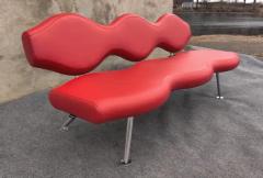 Karim Rashid Karim Rashid for Nienkamper Verde Red Leather Aluminum Modern 3 Seat Sofa - 3975288