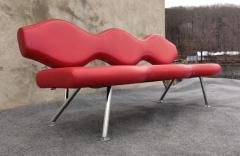 Karim Rashid Karim Rashid for Nienkamper Verde Red Leather Aluminum Modern 3 Seat Sofa - 3975289