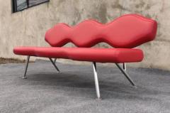 Karim Rashid Karim Rashid for Nienkamper Verde Red Leather Aluminum Modern 3 Seat Sofa - 3975290