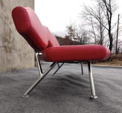 Karim Rashid Karim Rashid for Nienkamper Verde Red Leather Aluminum Modern 3 Seat Sofa - 3975303