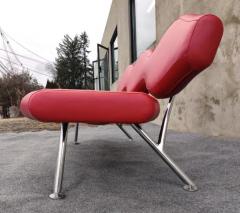 Karim Rashid Karim Rashid for Nienkamper Verde Red Leather Aluminum Modern 3 Seat Sofa - 3975306