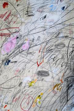 Karina Gentinetta Blackboard Follies Abstract Acrylic Oil Pastels and Pencil Painting 48 x72  - 1654626