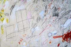 Karina Gentinetta Blackboard Follies Abstract Acrylic Oil Pastels and Pencil Painting 48 x72  - 1654631