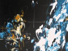 Karina Gentinetta Bodacious Large Black Blue Mint White Raw Sienna Abstract Painting 72 x72  - 3219223
