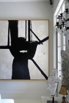 Karina Gentinetta Brazen Black and White Acrylic with Plaster Relief Abstract Painting 72 x 60  - 1589238