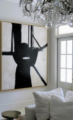 Karina Gentinetta Brazen Black and White Acrylic with Plaster Relief Abstract Painting 72 x 60  - 1589240