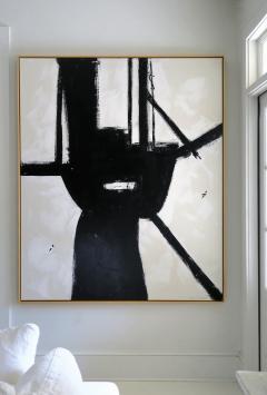 Karina Gentinetta Brazen Black and White Acrylic with Plaster Relief Abstract Painting 72 x 60  - 1589241