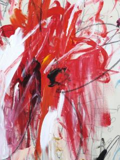 Karina Gentinetta Dahlia Large Scale Acrylic Oil Pastels and Pencils Abstract in Pink 60 x48  - 3219138