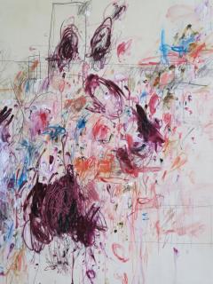 Karina Gentinetta Ebullient Large Scale Acrylic Oil Pastels and Pencils Abstract 72 x72  - 3342610