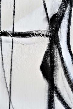 Karina Gentinetta Form Over Function Black and White Abstract Painting with Plaster Relief 2020 - 1847714