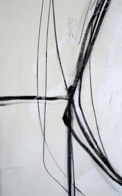 Karina Gentinetta Form Over Function Black and White Abstract Painting with Plaster Relief 2020 - 1847720