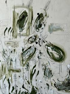 Karina Gentinetta Grand Overture in Green Monumental Acrylic Oil Pastel Painting 72 x108  - 4636133