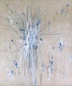 Karina Gentinetta Interlude Large Acrylic Oil Pastels and Pencils Abstract in Blue Hue 72x60 - 3149165