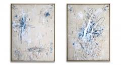 Karina Gentinetta Into the Blues I and II Pair Acrylic Oil Pastels and Pencils Abstract 48x36 - 2776988