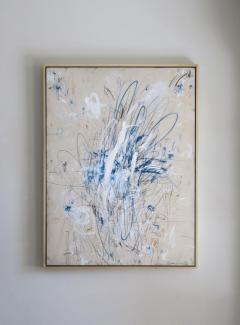 Karina Gentinetta Into the Blues I and II Pair Acrylic Oil Pastels and Pencils Abstract 48x36 - 2776993