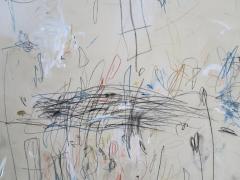 Karina Gentinetta Into the Blues I and II Pair Acrylic Oil Pastels and Pencils Abstract 48x36 - 2776994