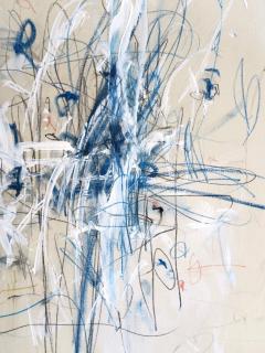 Karina Gentinetta Into the Blues I and II Pair Acrylic Oil Pastels and Pencils Abstract 48x36 - 2776996