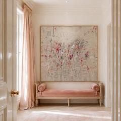 Karina Gentinetta La Boheme Large Scale Rose and Burgundy Acrylic Oil Pastel Abstract 72 x72  - 4703297