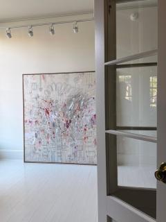 Karina Gentinetta La Boheme Large Scale Rose and Burgundy Acrylic Oil Pastel Abstract 72 x72  - 4703298