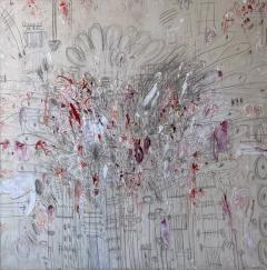Karina Gentinetta La Boheme Large Scale Rose and Burgundy Acrylic Oil Pastel Abstract 72 x72  - 4703299