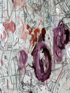 Karina Gentinetta La Boheme Large Scale Rose and Burgundy Acrylic Oil Pastel Abstract 72 x72  - 4703300